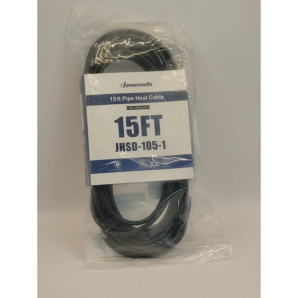 New Dewenwils 15Ft. Pipe Heat Cable #JHSD-105-1 Sku #HPHC15A Pipe Freeze Protec